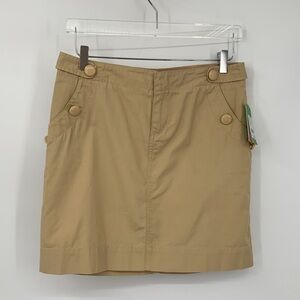 Lilly Pulitzer Delia straight mini skirt cotton nautical solid camel tan new 4